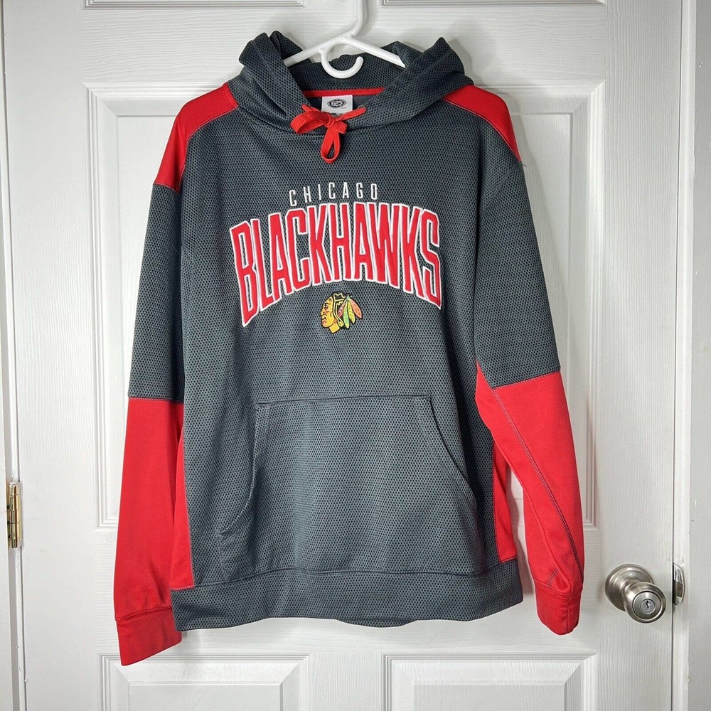 NHL Chicago Blackhawks Men's Edge Poly Textured Hoodie - Red Size Large